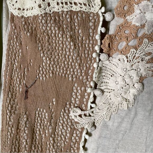 Vintage Anthropologie Knitted Knotted Cobbled Roads‎ Crochet Doily Cardigan M - Picture 4 of 10